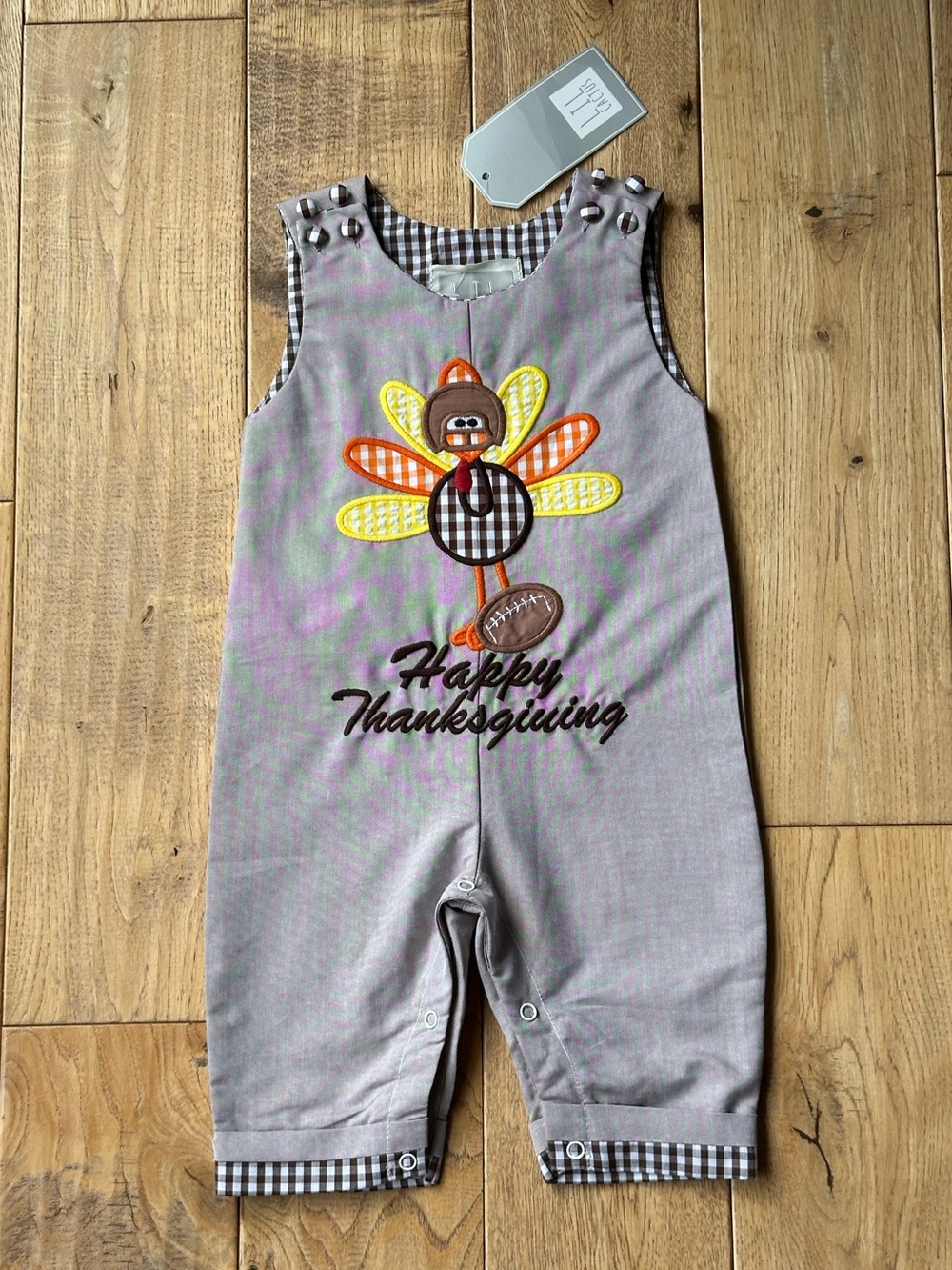 NEW Lil Cactus Happy Thanksgiving Turkey Overalls size 3-6 Months